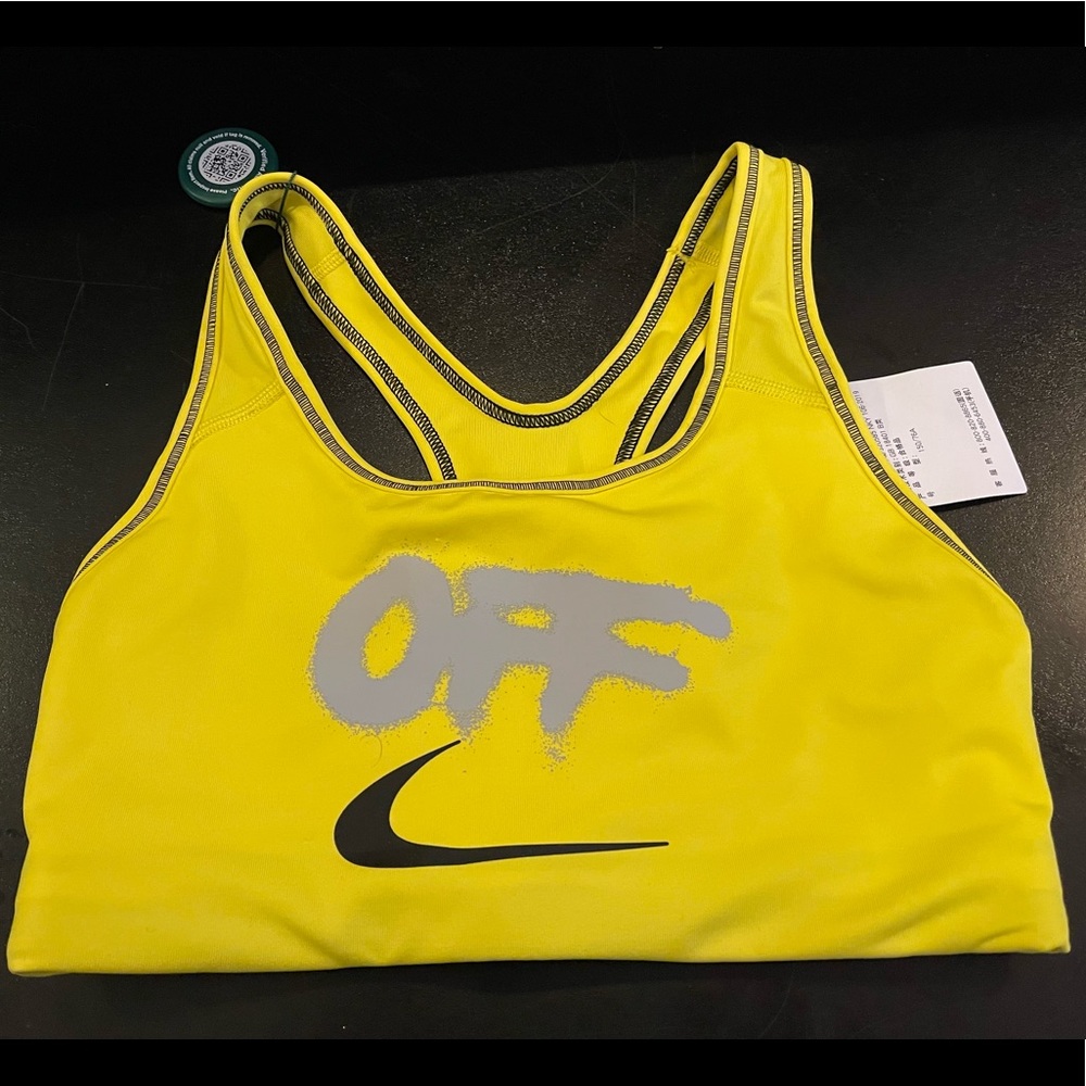 Off White Nike XS Sports Bra Opti Yellow Nwt AUTHENTICATED by StockX